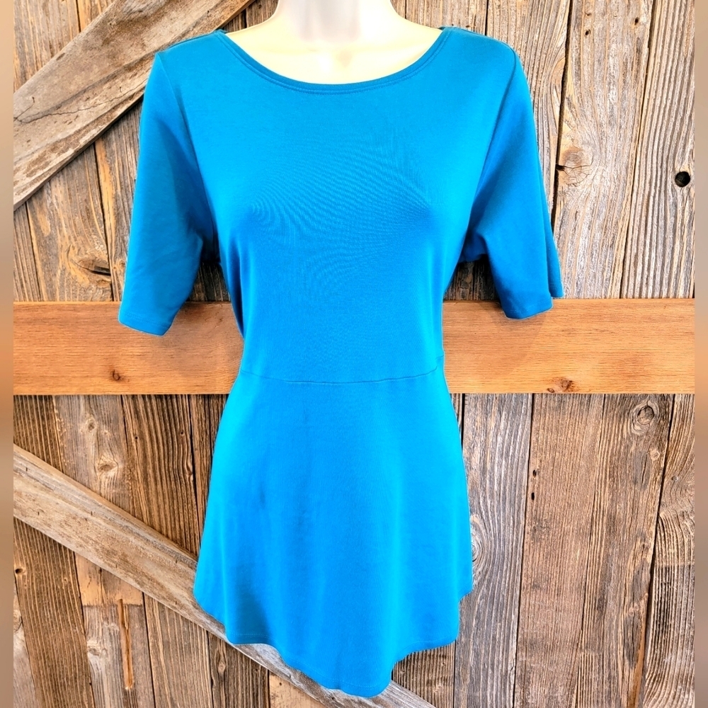 J. JILL Pima Shirttail Tee Size M Medium Short Sleeve Top Women’s teal EUC